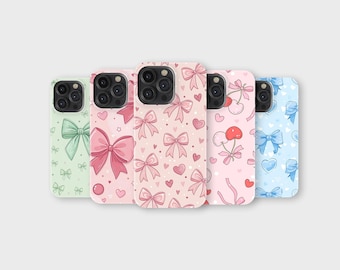 Bow Phone Case Pink Cover for iPhone 17 Pro Max 16 15 14 13 12 11 X 8 Plus Samsung S25 Ultra S24 S23 S22 S21 S20 FE A16 A56
