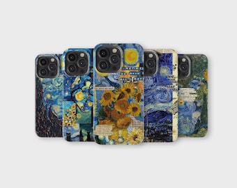Capa de celular Van Gogh com colagem, estética, para iPhone 16 Pro Max 15, 14, 13, 12, 11, 8, 7, Samsung S25 Ultra S24 S23 S22 S21 S20 FE A16