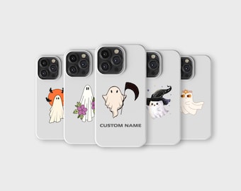 Halloween Ghost Phone Case Cute Spooky Custom Name Ghost Design Phone Cover for iPhone 16 Pro Max 15 Pro Max 14 Pro Max 13 Pro Max 12 11 XR