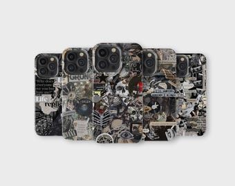Grunge Phone Case Black Themed Rock Music Lover Phone Cover for iPhone 16 Pro Max 15 14 13 12 11 X 8 7 Samsung S25 Ultra S24 S23 S22 S21 S20