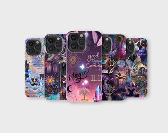 Mystical Magic Phone Case Witchy Crystal Moon Phone Cover for iPhone 17 Pro Max 16 15 14 13 12 11 X 8 Plus Samsung S25 Ultra S24 S23 FE S22