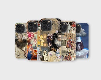 Pierrot Circus Phone Case Vintage Clown Theatre Phone Cover for iPhone 17 Pro Max 16 15 14 13 12 11 X 8 Plus Samsung S25 Ultra S24 S23 FE