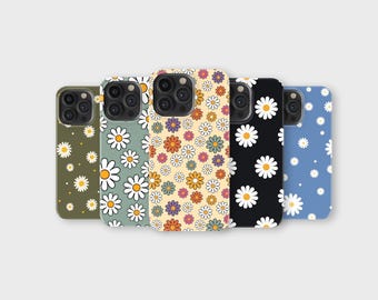 デイジーフラワー スマホケース レトロフローラル スマホカバー iPhone 17 Pro Max 16 15 14 13 12 11 X 8 Plus Samsung S25 Ultra S24 S23 S22 S21 S20 FE 対応