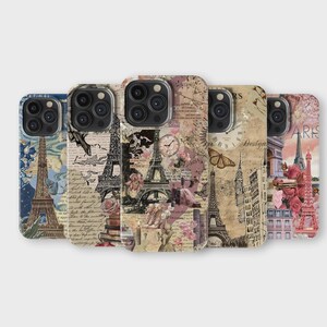 Paris Aesthetic Phone Case Romantic Eiffel Tower Vintage Phone Cover for iPhone 16 Pro Max 15 14 13 12 11 X 8 7 Samsung S25 Ultra S24 S23