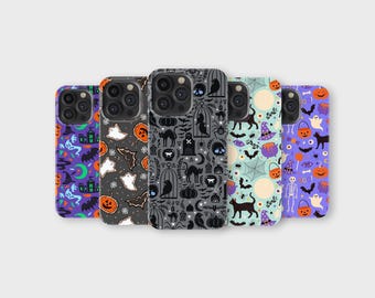 Halloween Ghost Pumpkin Phone Case Spooky Bat Phone Cover for iPhone 17 Pro Max 16 15 14 13 12 11 X 8 Plus Samsung S25 Ultra S24 S23 FE S22