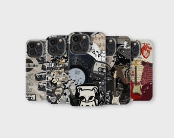 Music Lover Phone Case Indie Rock Grunge Collage Phone Cover for iPhone 16 Pro Max 15 14 13 12 11 X 8 7 Samsung S25 Ultra S24 S23 S22 S21