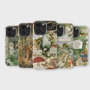 Fairycore Phone Case Aesthetic Green Collage Phone Cover for iPhone 16 Pro Max 15 14 13 12 11 X 8 7 6 Plus Samsung S25 Ultra S24 S23 S22 S21
