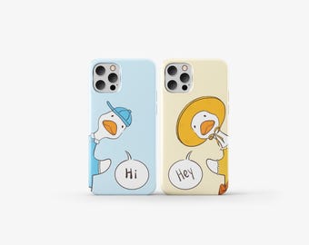 Couple Phone Case 2 Matches Phone Cover Cute Duck Couple Cover for iPhone 16 Pro Max 15 14 13 12 11 X 8 7 Samsung S24 Ultra S23 S22 S21 S20