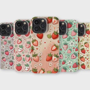 Strawberry Phone Case Aesthetic Cute Fruits Cover for iPhone 16 Pro Max 15 14 13 12 11 X 8 7 6 Samsung S25 Ultra S24 S23 S22 S21 S20 FE
