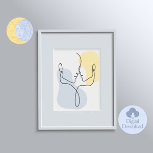 One Line Art Couple faces line art print Female and Male Faces One line drawing  Minimalist wall art One Line Art Love