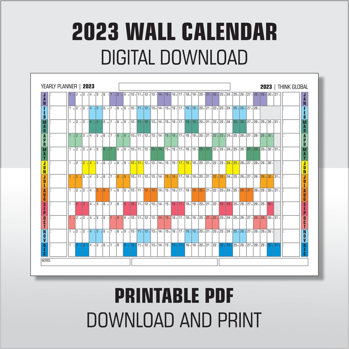 2023 Monthly Planner Printable 2023 Wall Calendar Digital Etsy