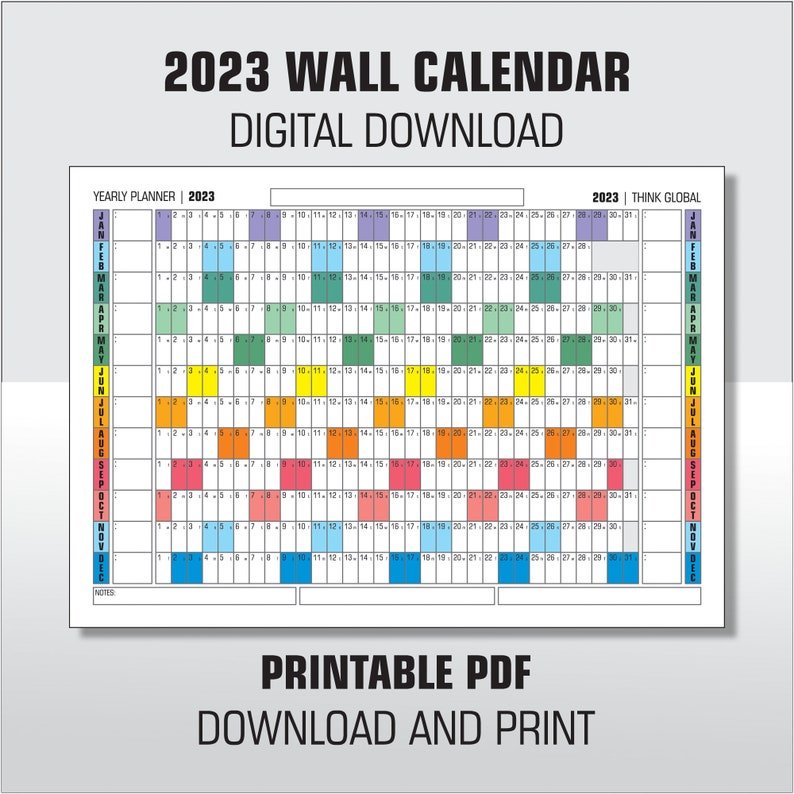 2023 Monthly Planner Printable 2023 Wall Calendar Digital Etsy