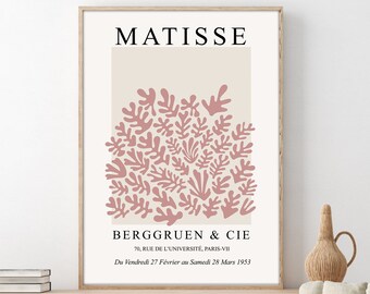 Pink Matisse Cutouts Print: Abstract Floral Wall Art (Digital Download)