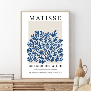 Blue Matisse Flowers Print: Abstract Living Room Wall Art (Digital Download)