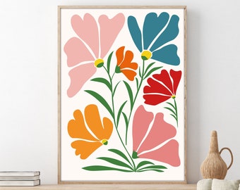 Abstract Flower Print: Colorful Botanical Wall Art (Digital Download)