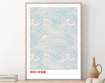 Hokusai Japanese Waves Art Print: Vintage Poster (Digital Download)