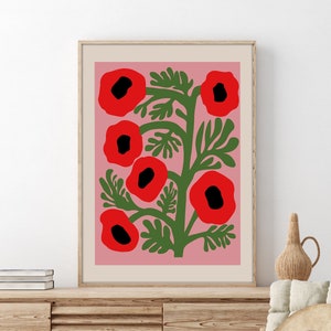 Boho Botanical Print, Abstract Botanical Flowers Print, Abstract Floral Wall Art, Printable Large Wall Art, Digital Download