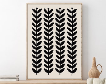 Abstract Leaves Scandinavian Print: Nordic Wall Art (Digital Download)