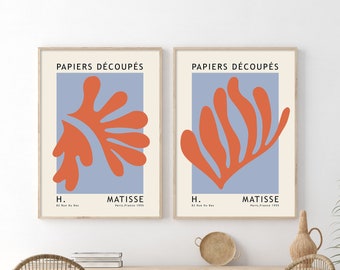 Set di poster della mostra Matisse: stampe da parete della galleria rosse e blu (download digitale)
