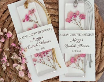 Personalized Bridal Shower Favors, Dried Flower Bookmark for Guest, Bridesmaid Gifts