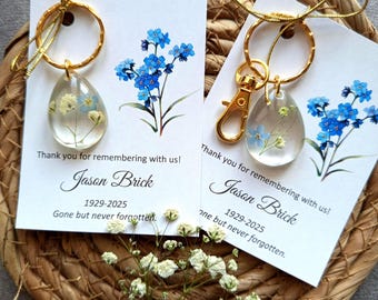 Celebration of life favors. Funeral favor for guests. Memorial favors - Forget me not Keychain