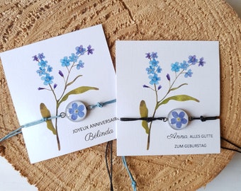 Forget Me Not Tiny Small Bracelets. Real Pressed flowers. Reminder. Symbol of love. Handmade.