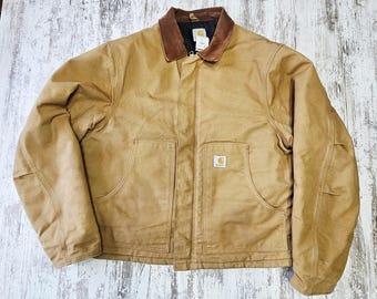 Carhartt J02 Quilted Arctic Jacket Black Distressed Work Size