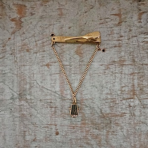 UM 20 Year 1/10 10K Gold Filled Vintage BALFOUR Chain Pendant Tie Bar Clip