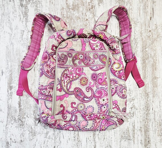 Vera Bradley Pink Floral Paisley Quilted Backpack Travel School Bag Vera Bradley Pink Paisley Quilted Backpack Girls Kids School  main image 3
