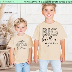 Big Brother Again, kleine middelste broer, kraamcadeau, gepromoveerd tot grote broer, bijpassend shirt voor broer of zus, grote broer, babyaankondiging