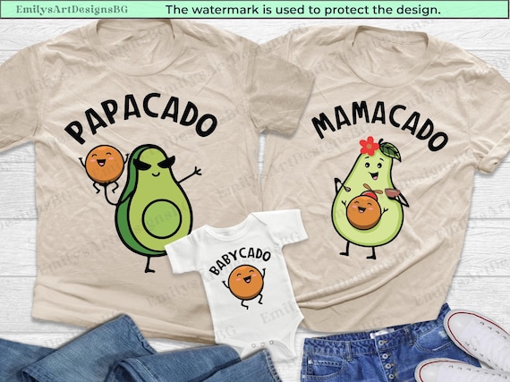 Matching Family Avocado Shirts: Mamacado, Papacado, Babycado