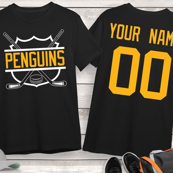 Penguins Hockey Shirt, Personalized Hockey Shirt, Custom Hockey Shirt, Game Day Shirt, Hockey Mom Shirt, Hockey Lover Gift