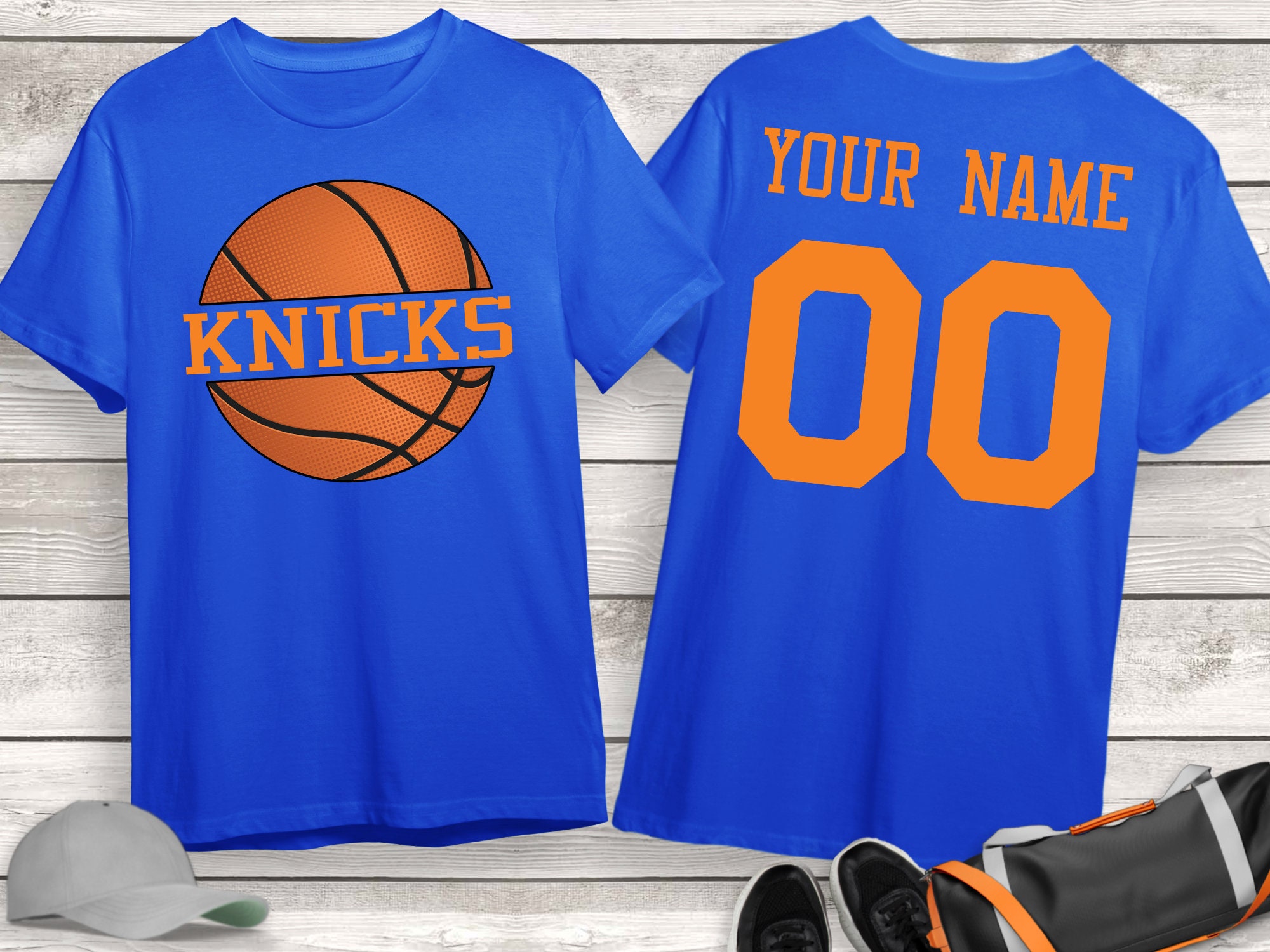 Royal Men's Custom New York Knicks Custom Baseline T-Shirt