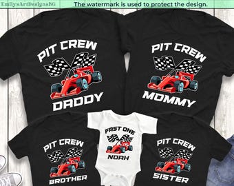 Custom "Fast One" Pit Crew Birthday Shirt: Car Race Party