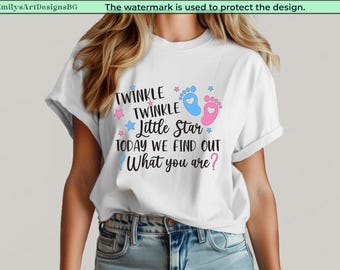 Twinkle Star Gender Reveal Shirt: Baby Announcement Party
