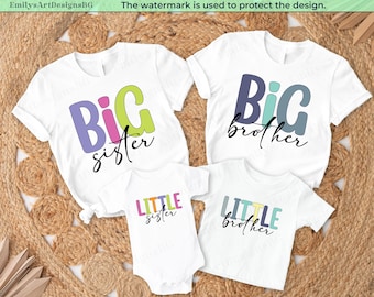 Koszulki „Starszy Brat Siostra”, koszulki „Starszy Brat Siostra” i „Mały Brat Siostra”, pasujące koszulki rodzinne, prezent na baby shower, koszulki z informacją o narodzinach dziecka