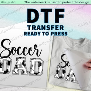 Transferencia DTF de papá futbolista: Impresión termoadhesiva lista para planchar