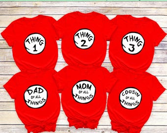 Thing 1 Thing 2 バースデーシャツ：ファミリーお揃いコットンTシャツ