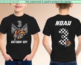 Camiseta personalizada de cumpleaños para niño: Fiesta de motocross