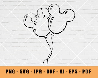 Mickey en Minnie-ballonnen SVG, Disney Cricut-bestanden (digitale download)