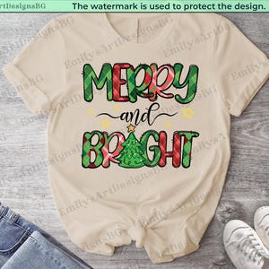 Merry and Bright Christmas Shirt: Family Pajama Matching Tee