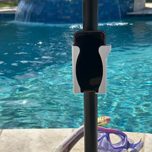 Umbrella Phone Holder: Beach & Pool Accessory.  Adjustable for a Variety of Phone and Case Sizes, Secure Hold, Fast Access.