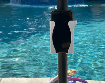 Umbrella Phone Holder Beach and Pool Accessory Secure, Fast Access - No Tools & Adjustable