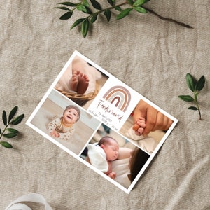 Personalisierte Dankeskarte zur Geburt | personalisierte Karte mit Fotos, Geburtsdaten und Text auf der Rückseite | DINA6-Format