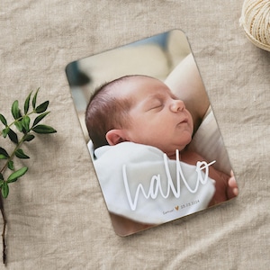 Personalisierte Dankeskarte zur Geburt | personalisierte Karte mit Fotos, Geburtsdaten und Text auf der Rückseite | DINA6-Format