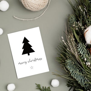 Schlichte Weihnachtskarte | Tanne merry Christmas | Schwarz-Weiß | Format DINA6 | Weihnachten | Geschenkkarte