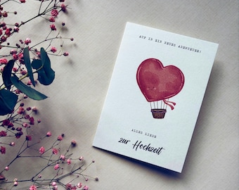 Wedding congratulations card | Folded wedding card | Adventure | Balloon | Portrait format DIN A6 | Wedding | Best wishes for your wedding