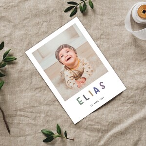 Personalisierte Dankeskarte zur Geburt | personalisierte Karte mit Fotos, Geburtsdaten und Text auf der Rückseite | DINA6-Format