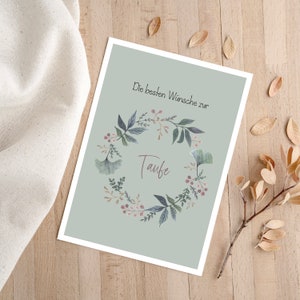 Glückwunschkarte zur Taufe | Geschenkkarte | Format DINA6 | Taufe | Kranz