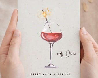 Glückwunschkarte 60. Geburtstag | 60 auf dich | runder Geburtstag | Format DINA6 | Geburtstag | Geschenkkarte